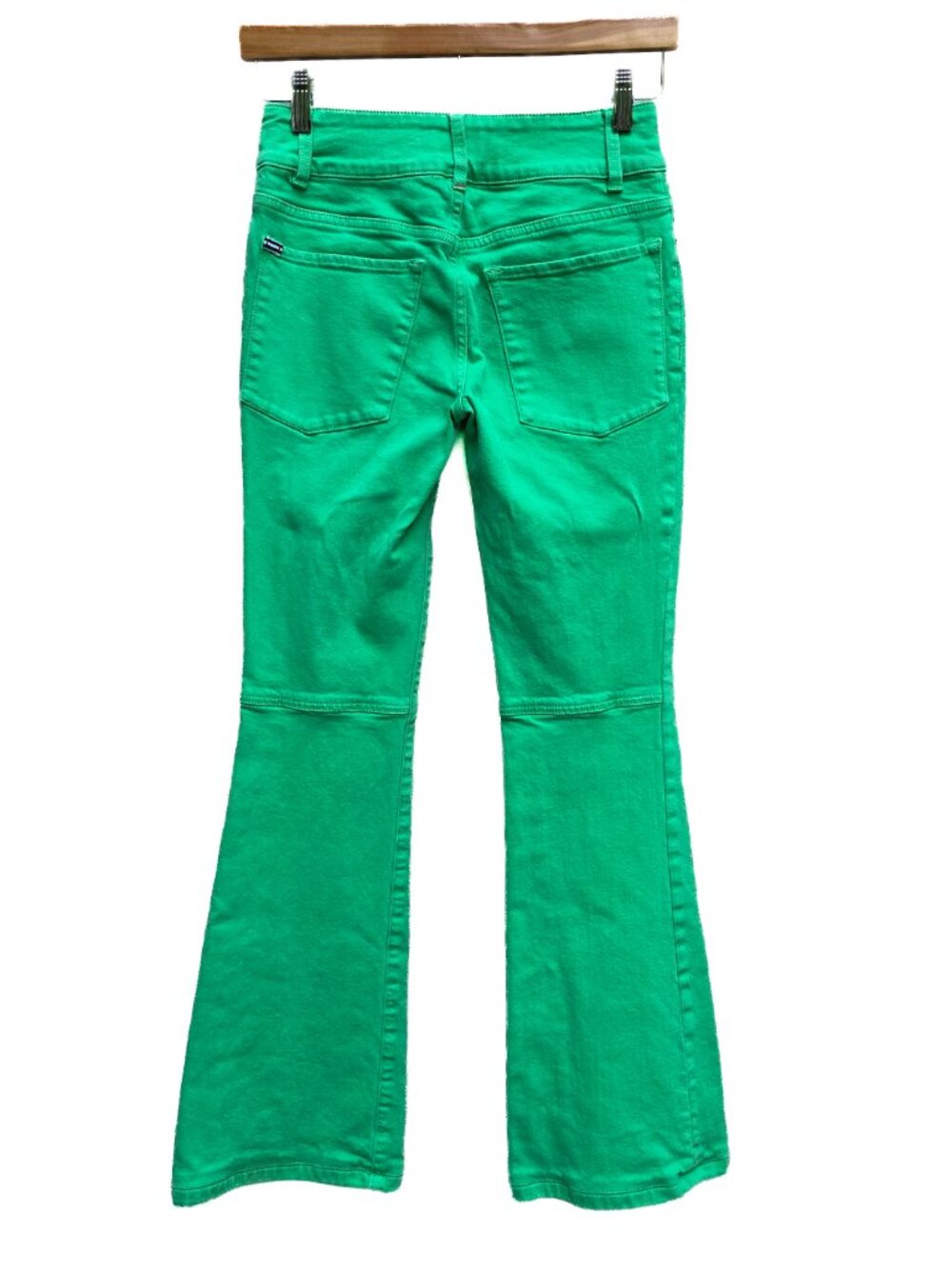 Alice + Olivia Stacey Bell Green Flare Jeans Size 25 Boho 70s Y2K - Picture 3 of 7
